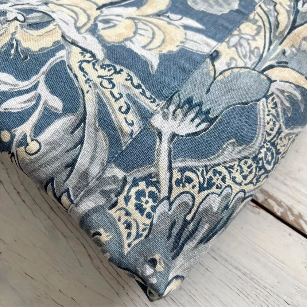 Pottery Barn Bristol Palampore Floral FULL/QUEEN Duvet Cover Blue Cream Linen PB